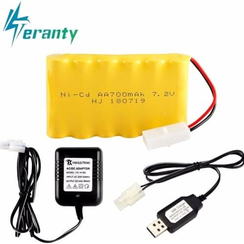 7.2v 700mAh Battery + 7.2V Charger For RC Cars Robots Tanks Guns Boats 7.2v NiCD Battery Aa 700ma 7.2v Rechargeable Battery Pack