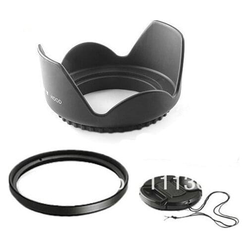 72mm 72 mm Flower Lens Hood +UV Filter +Lens Cap for Canon EOS 400D 550D 500D 600D 1100D Nikon D80 D50 D7000 D3100 DS DSLR