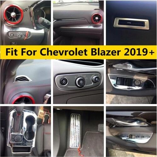 Accessories Rest Pedal Gear Shift AC Air Head Light Button Cover Trim Stainless Steel Interior For Chevrolet Blazer 2019 - 2021