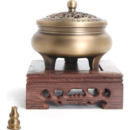 Vintage Copper Stick Incense Burner Gold Creative Insense Holders Charcoal Smoke Burner Wierook Houder Incense Burner AC50XX