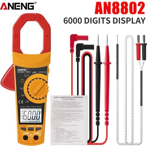 ANENG AN8802 Digital Smart Multimetro true RMS Clamp Meters AC/DC Current Tester Electric Ampere Frequency Voltmeter 1200A Tool