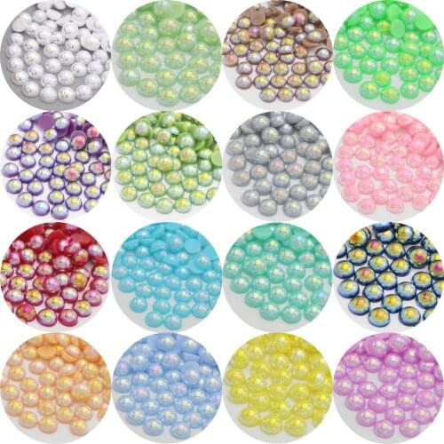 3-12mm Colorful gradient ABS imitation pearl without hole Semicircular bead shoes phone beauty scattered Bead nailer accessories