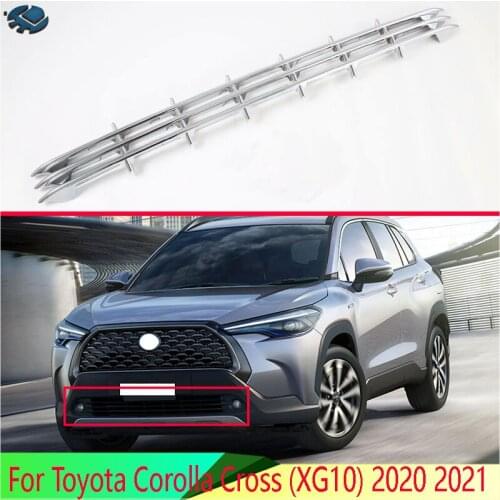 For Toyota Corolla Cross (XG10) 2020 2021 ABS Chrome Front Grille Accent Cover Lower Mesh Trim Molding Styling Bezel Garnish