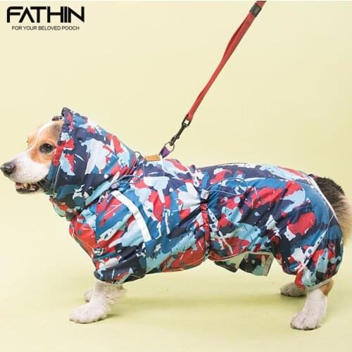 Welsh Corgi Dog Raincoat Jumpsuit Pet Clothing Waterproof Dog Clothes Golden Retriever Rain Jacket Costume Pet Outfit Rainwear