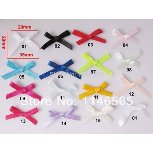 Mix100pcs 20mm*35mm Polyester Ribbon Bow Solid Bowtie Decorative gift Accessories clothing set embellishment sewing supplies