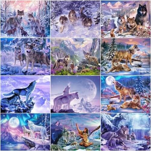 GATYZTORY DIY Painting By Numbers Wolf Drawing On Canvas Gift Pictures By Number Animal Kits Hand Painted Paintings Art Home Dec