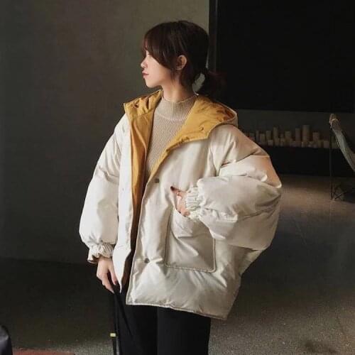 Cotton Clothes Women Winter Warm Hooded Casual Thicken Chic Girls Fashion Harajuku Parka Wear on Both Sides Coats