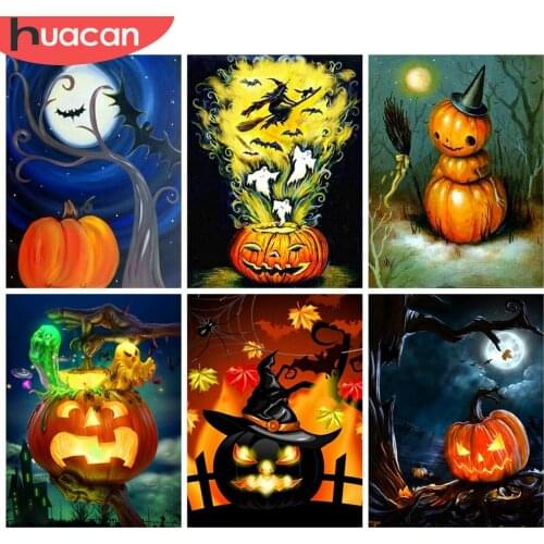 HUACAN 5D Diamond Painting Halloween Full Square Diamond Embroidery Mosaic Sale Cartoon Home Decoration
