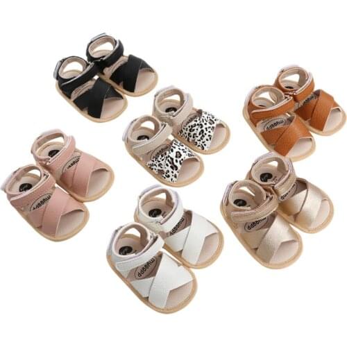 Baby Boys Girls Leather Sandals Anti-Slip Open Toe Infant Flat Shoes with Criss Cross Strap Sandals Baby Shoes