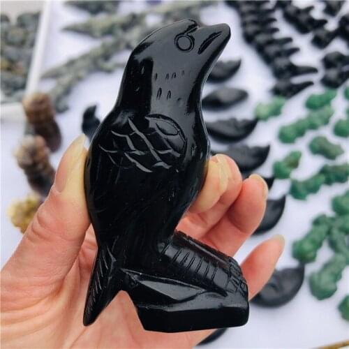 Crystals Animal Natural obsidian crystal bird Corvus black obsidian Quartz crow Healing Gift