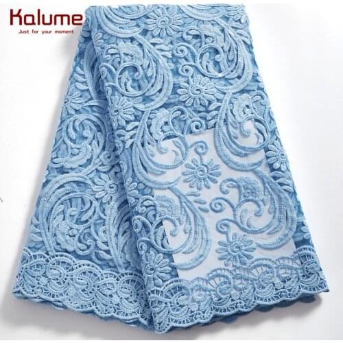 Kalume Latest Frech Mesh Lace Fabric Stones African Lace Fabric High Quality Nigerian Lace Fabric For Wedding Party Dress H2359