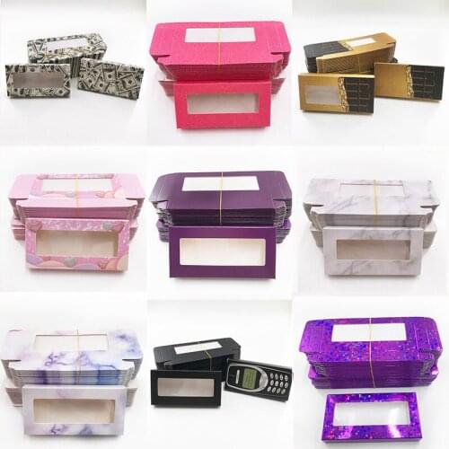 Soft Paper Box Custom Eyelash Packaging Case for Full Strip Mink Eyelashes without White Tray