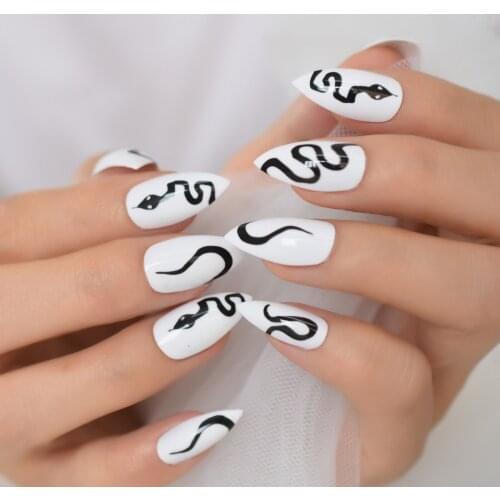 Wriggling Snake Nail Supplies For Professionals Press On Nails Short Almond Sharp Fake Nails With Designs Creep Supplies EchiQ