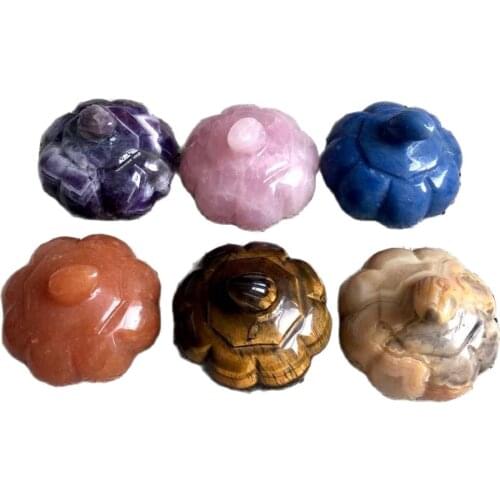 Natural Variety of gems Crystal Pumpkin Statue Crystal Figurine For Halloween Christmas Home Decoration Crafts Gifts