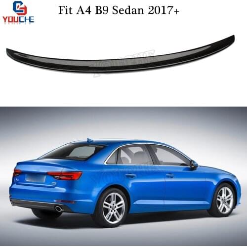 S4 Style Trunk Boot Lip Tail Spoiler for Audi A4 B9 4-door Sedan 2017 - present Carbon Fiber Material Car Rear Wing