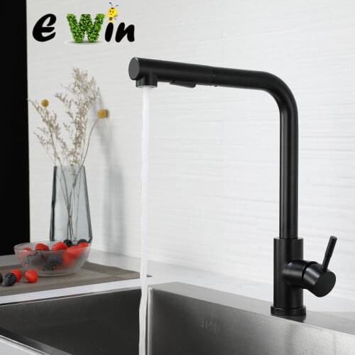 Ewin Stainless steel Kitchen Faucets Pull Out Black for kitchen Bathroom sink hot or cold Tapware Kitchen accesories tap