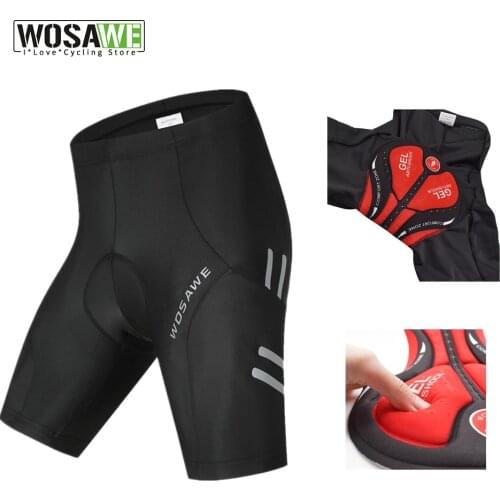 WOSAWE Reflective 5D Padded Cycling Shorts Shockproof MTB Bicycle Shorts Road Bike Shorts Ropa Ciclismo Tights For Men Women