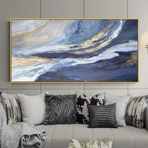 Thick 100% Hand Painted Huge Goldleaf Modern Abstract Oil Painting On Canvas Wall Art For Living Room Home Decoration No Frame