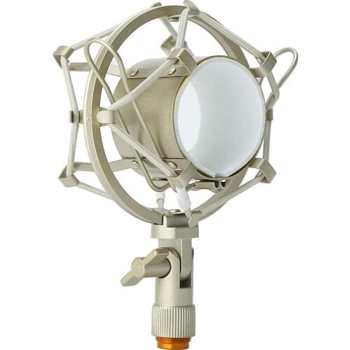 Universal 50MM Microphone Shock Mount for 48MM-54mm Diameter Condenser Mic (Silver)