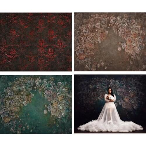 Vintage Dark Flower Photography Backdrop Adult Girl Birthday Artistic Portrait Newborn Background Younger Kids Photostudio Prop