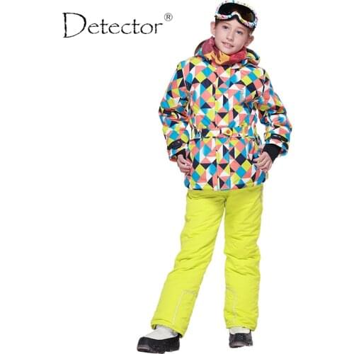 Detector Winter Girls Ski Sets Windproof Hooded Jackets Pants Tracksuits for Children Waterproof Sports Kids Clothing Sets