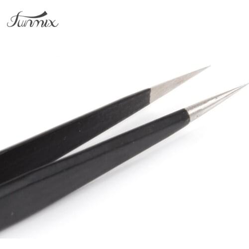New 1 Pcs Antistatic Electroplating Nonmagnetic Stainless Steel Curved Straight Eyebrow Tweezers Nail Art DIY Necessary Tools