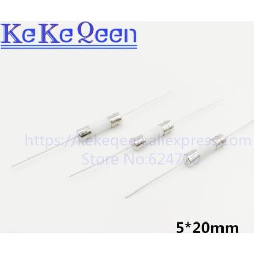 100PCS 5*20 5x20MM 0.5A 1A 2A 3A 4A 5A 6.3A 8A 10A 12A 15A 20A 25A 30A 250V lead wire ceramic fuse 5*20MM