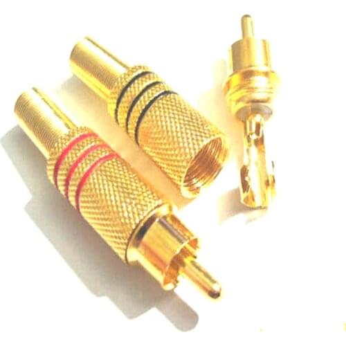 100 pcs(50 black+50 red) Gold Plated RCA Plug Audio Male Connector w Metal Spring