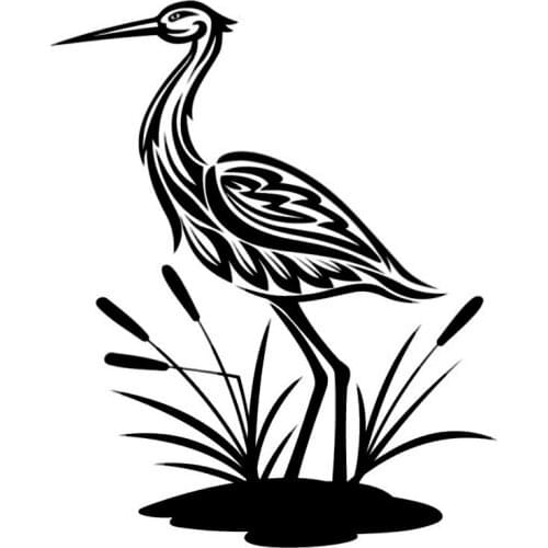 13cm*16cm Heron Grass Fresh and Natural Auto Shape Classic Car Sticker Pvc Bumper Applique Black/silver/red/laser/silver