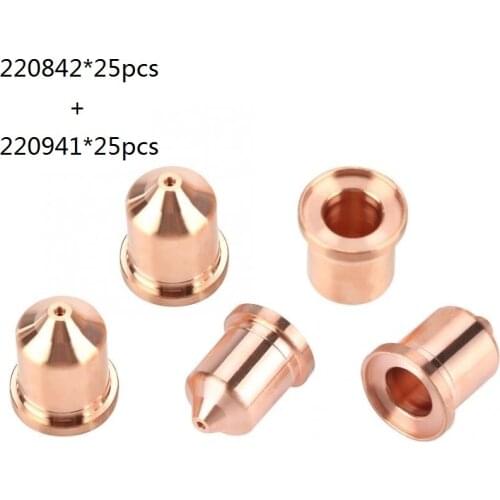 220941 nozzle 45A 25pcs + 220842 electrode 25pcs plasma cutter torch consumable kits PKG/50