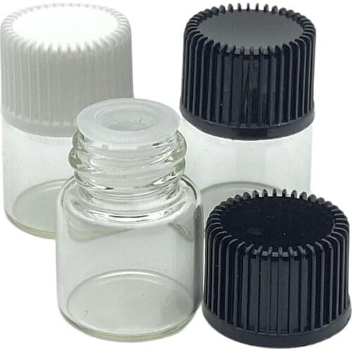 5pcs 1ml Clear Glass Vials Mini Perfume Samples Essential Oil Bottles With No Hole Tip