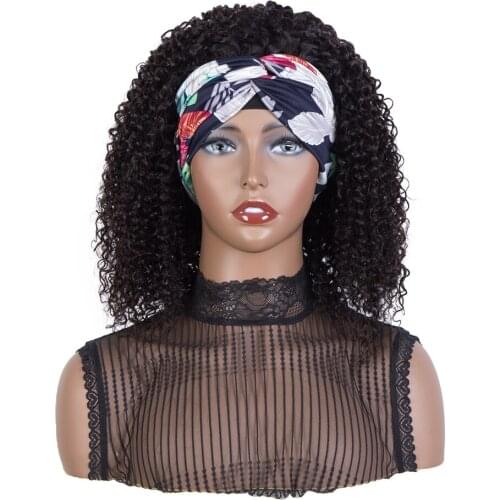 Afro Kinky Curly Human Hair Wigs For Women Silk Headband Wigs Brazilian Hair Wig