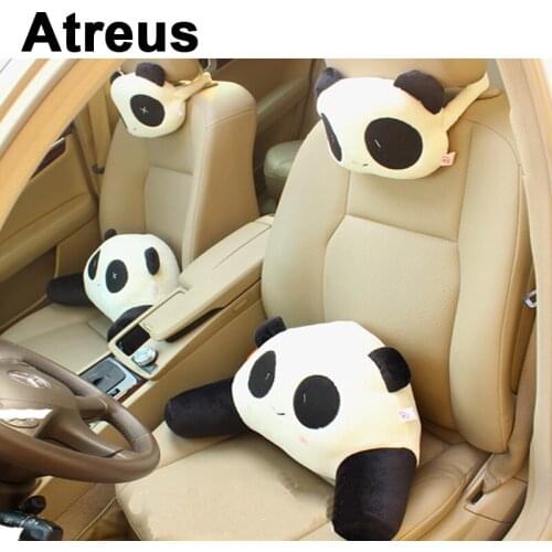 Atreus Cartoon Cute Panda Car Neck Headrest Auto Waist Pillow For BMW e46 e39 e36 Audi a4 b6 a3 a6 c5 Renault duster Lada granta