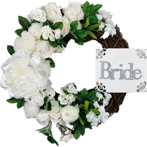 White Series Artificial Flowers DIY Wreath Peony Rose Flower Wreath Front Door Garland Ornament for Wedding Home Decoration