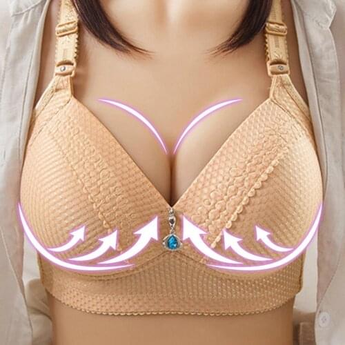 Women Sexy Push Up Full Coverage Bra Wireless Deep-V Gather Bra Cup Thin Underwears Bras Large Size Sports Bralette Lingerie