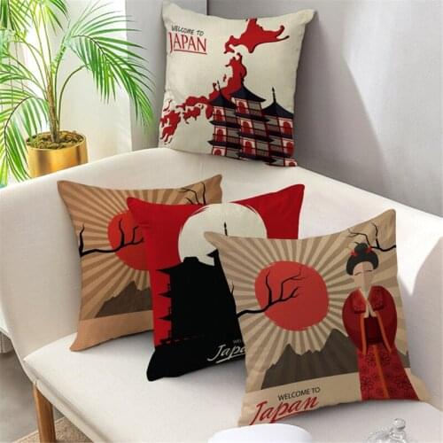 Fuwatacchi Cartoon Decorative Cushion Cover Japan Style Abstract Throw Pillows Cover Ethnic Vintage Pillows for Living Room Sofa