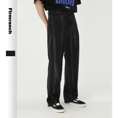 Firmranch Spring Men/Women Make Old Gradient Washed Denim Tiedye Straight Leg Long Jeans Japanese&Korean Style Vintage 90s Jeans