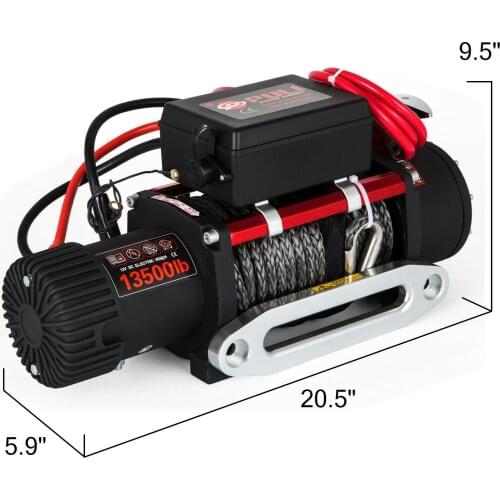 Gear Train Roller Fairlead 13500LBS 12V Electric Synthetic Rope Winch