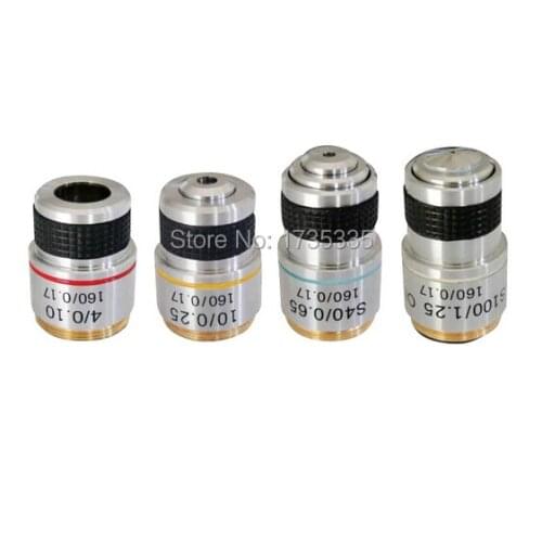 Brand New complete set 4x 10x, 40x, 100x Microscope achromatic Objective Lens for biological microscope