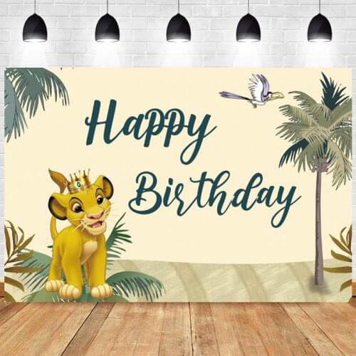 Lion Photo Backdrop Safari Animal Jungle Baby Shower Happy Birthday Party Kids Photograph Background Banner Decoration