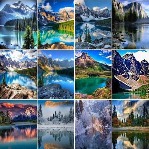 HUACAN Oil Painting By Numbers Mountain Drawing On Canvas Pictures By Number Scenery Kits Home Decoration