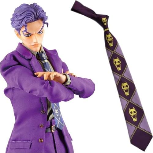 Kira Yoshikage Cosplay Tie Anime JoJos Bizarre Adventure Roleplay Printed Men Female Stage Performance High Quality Accessories