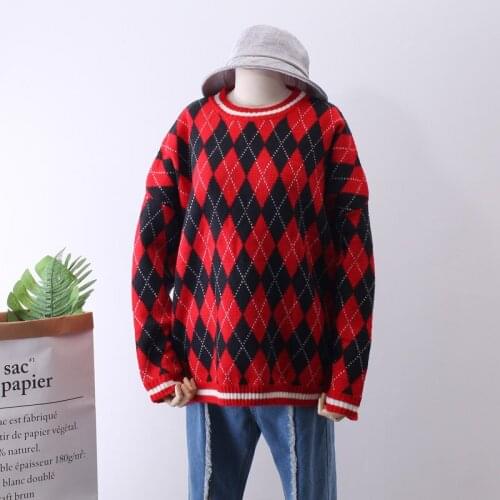 2018 Winter New Pattern Suit-dress Lattice England Wind Sweater Woman Pullover Easy Will Edition Knitting Unlined Garment M2618