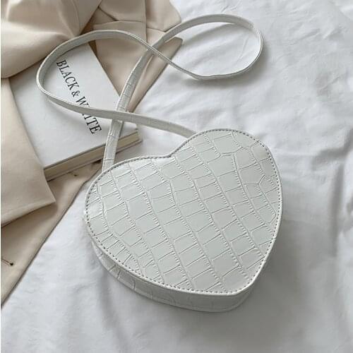 Crocodile Pattern Women Small Shoulder Bags PU Leather Ladies Purse Handbags Fashion Design Female Heart-shaped Crossbody Bag
