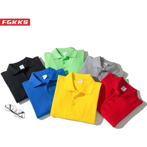 FGKKS Autumn New Men Fashion Polo Shirt Brand Mens Business Casual Solid Color Polo Shirt Cotton Long Sleeve Polo Shirts Male