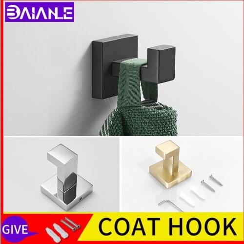 Toilet coat hooks wall rack wall mount stainless steel black bathroom hangers living room bedroom home accessories