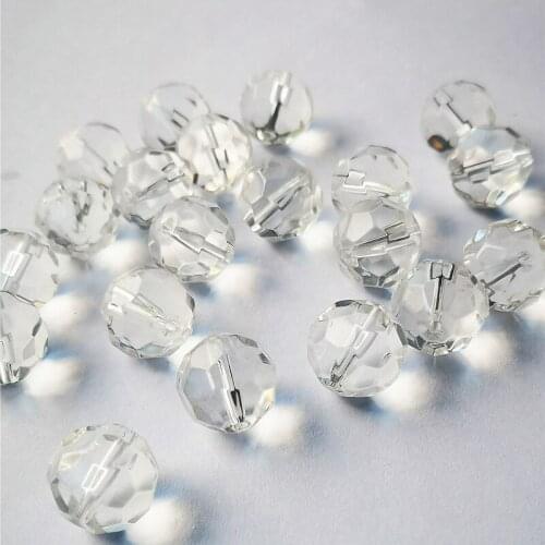 Top Quality 50pcs 12mm Transparent Crystal Faceted Chanderlier Beads Glass Small Shiny Balls DIY Suncatcher Jewely Accessories