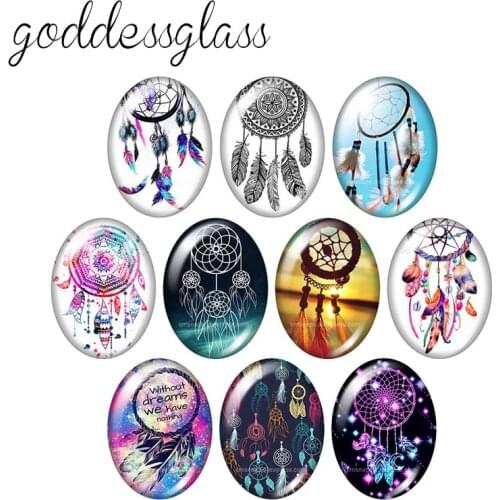 Dream catchers Dreams come true 13x18mm/18x25mm/30x40mm Oval photo glass cabochon demo flat back Making findings TB0012