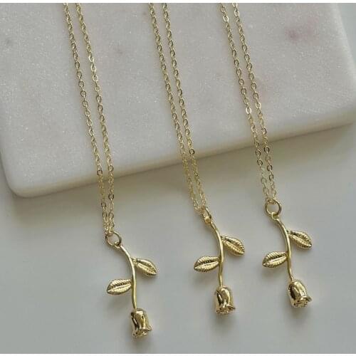 10PCS, 3D Rose Pendant Charm Necklace Final Rose Flower Jewelry Women Girls Party Gift