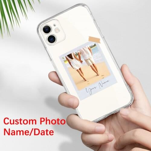 Personalized Couple travel Photo customization Phone Case For iphone 11 12 Pro 7 8 Plus X XS XR XS Max Soft silicone phone Cover